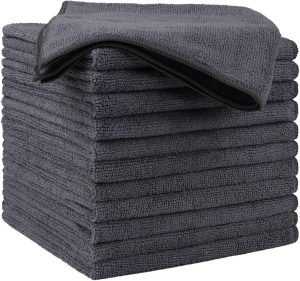 Microfiber cleaning cloths 12-pack, premium 16" x 16" microfiber car towels, super absorbent car wash cloths, lint-free, watermark-free, suitable for cars, kitchens, and windows, grey