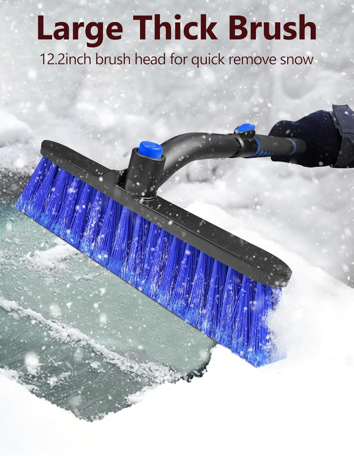 44'' Snow Brush Ice Scraper for Car Windshield Window, Extendable Snow Removal Tool Car Brush with Comfortable Foam Grip and Sturdy Aluminum Handle for Car, Truck, Essentials Accessories - Image 2