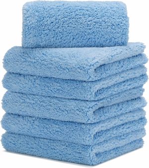 Car Microfiber Towels, car drying, washing, and detail polishing towels, made with soft, edgeless microfiber fabric, 450 g/m², 16 inches x 16 inches, 6-pack